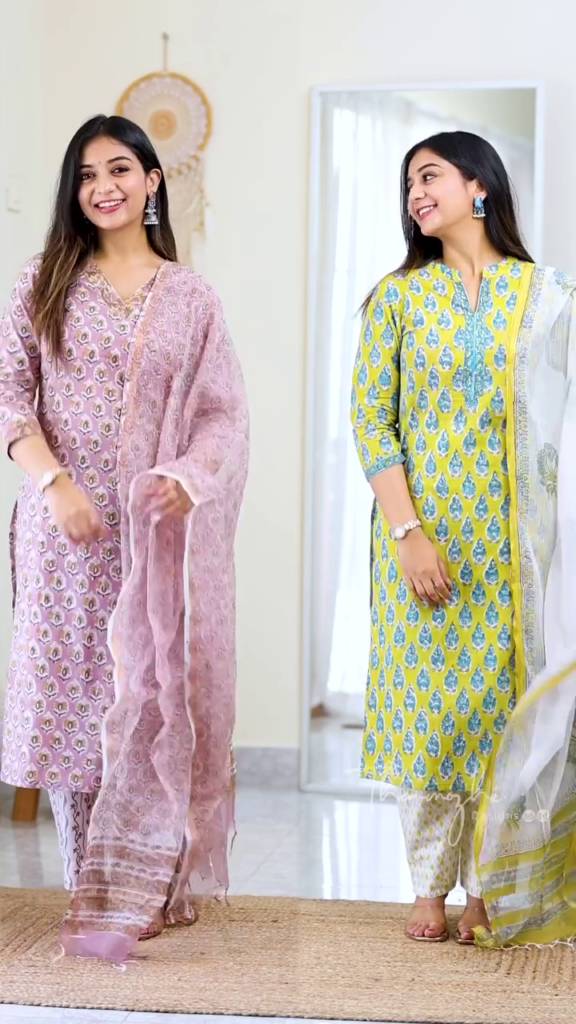 Printed Straight Kurti Set with Contrasting Bottoms and Dupatta - Photo 2