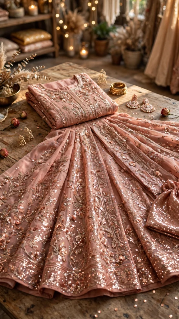 Aura Shimmer Embroidered Anarkali Ensemble with Scalloped Hem - Photo 3