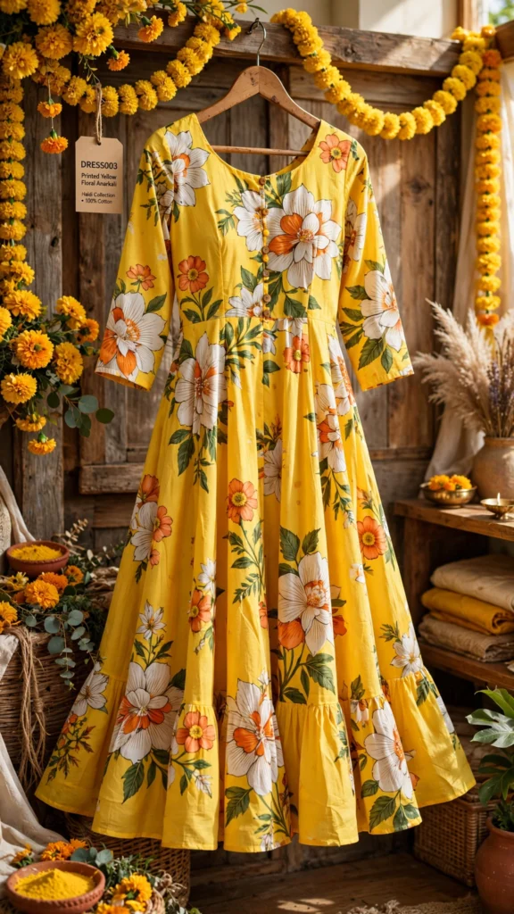 Sunshine Floral Tiered Anarkali Kurta – Available in Vibrant Daisy & Marigold Print - Photo 2