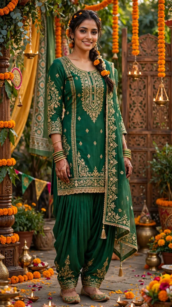 Emerald Festivity Embroidered Salwar Suit – Available in Deep Emerald & Sage Green - Photo 2