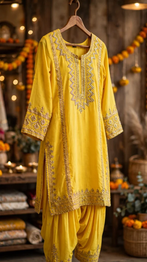 Sunshine Radiance Embroidered Kurta Set with Dupatta – Available in Patiala & Gharara Styles - Photo 2