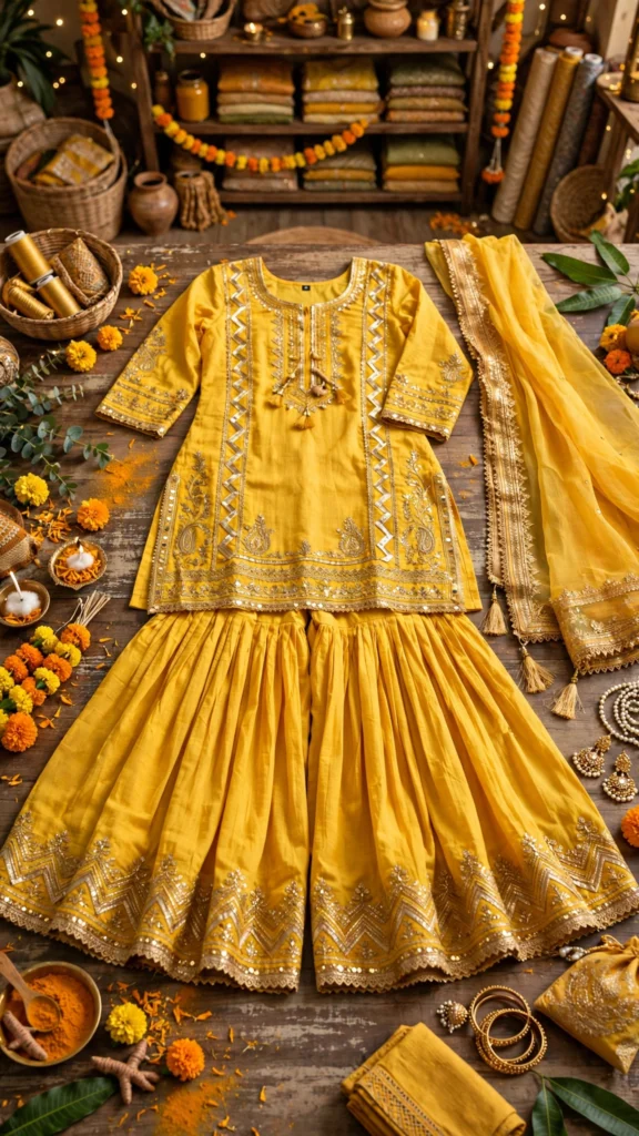 Sunshine Radiance Embroidered Kurta Set with Dupatta – Available in Patiala & Gharara Styles - Photo 3