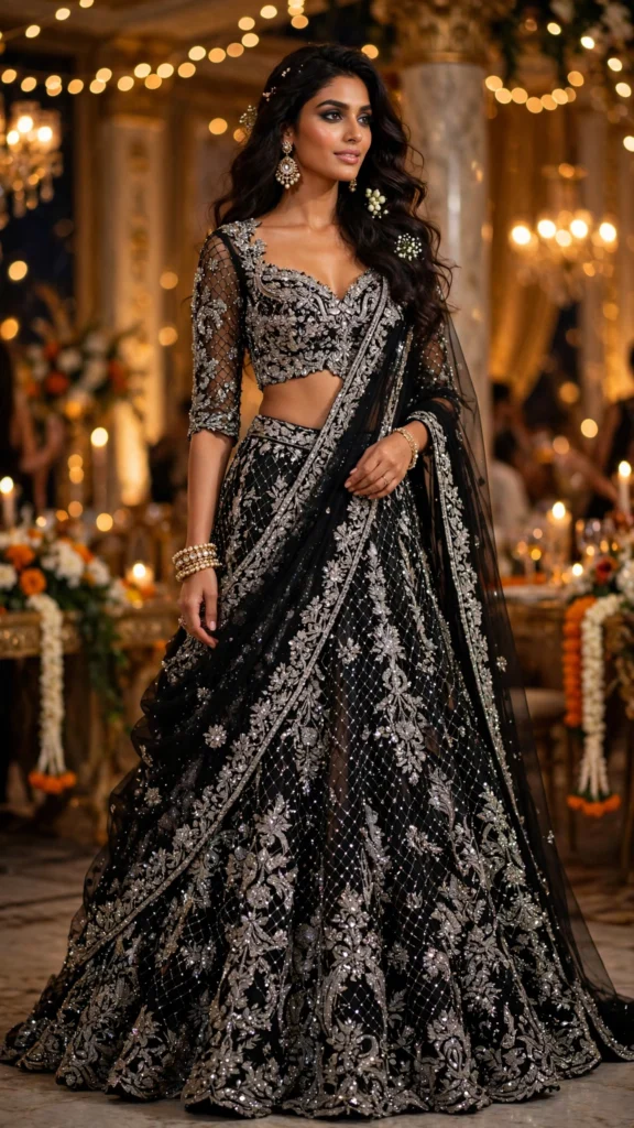 Midnight Radiance Embellished Lehenga Set – The Ultimate Festive Ensemble - Photo 3