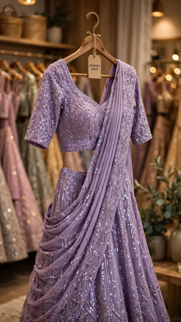 Enchanting Floral & Sequin Embroidered Lehengas – Available in Lavender Mist & Off-White Floral – Ethnic Ensemble - Photo 3