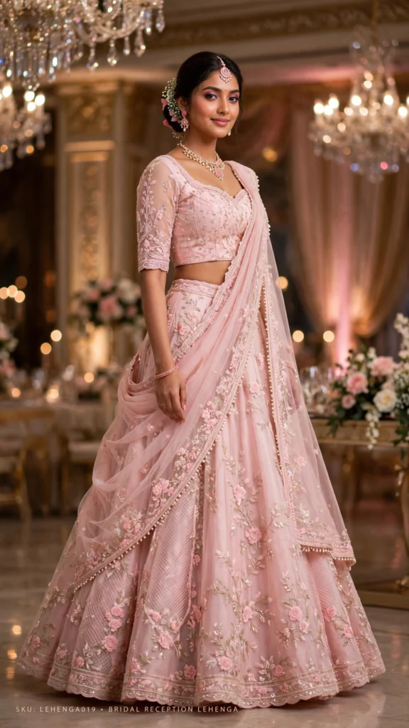 Ethereal Tiered Ruffle Lehenga Choli Set – Available in Pastel Pink & Soft Peach - Photo 2