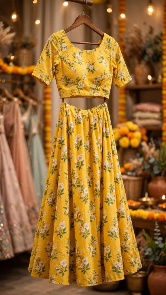 Sun-Kissed Floral & Gota Patti Lehenga Set – Available in Vibrant Yellow Floral & Golden Haldi Yellow - Photo 2