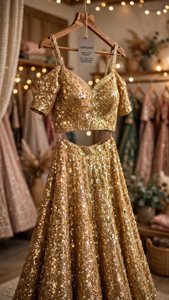 Enchanting Handcrafted Lehenga Sets with Intricate Sequin & Embroidery – Available in Slate Grey & Radiant Gold - Photo 1