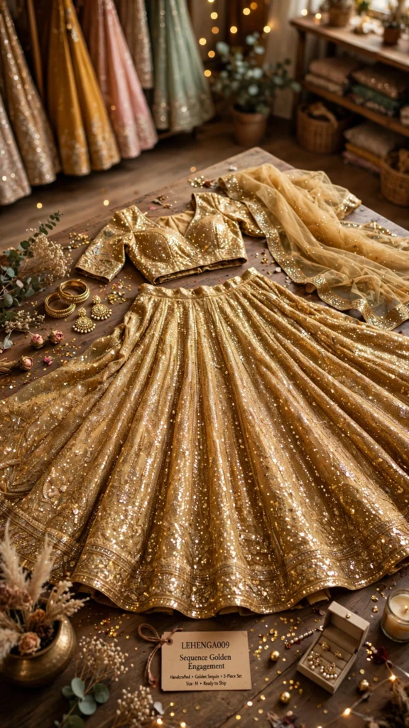 Enchanting Handcrafted Lehenga Sets with Intricate Sequin & Embroidery – Available in Slate Grey & Radiant Gold - Photo 2