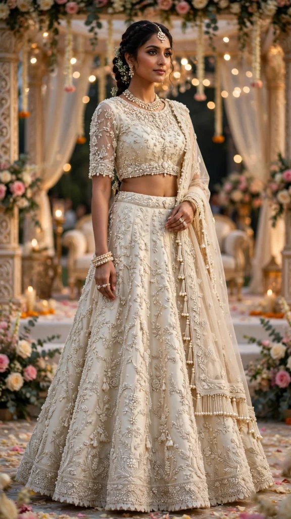 Timeless Elegance Belted Lehenga Set – Available in Lunar Grey & Ethereal Ivory - Photo 3