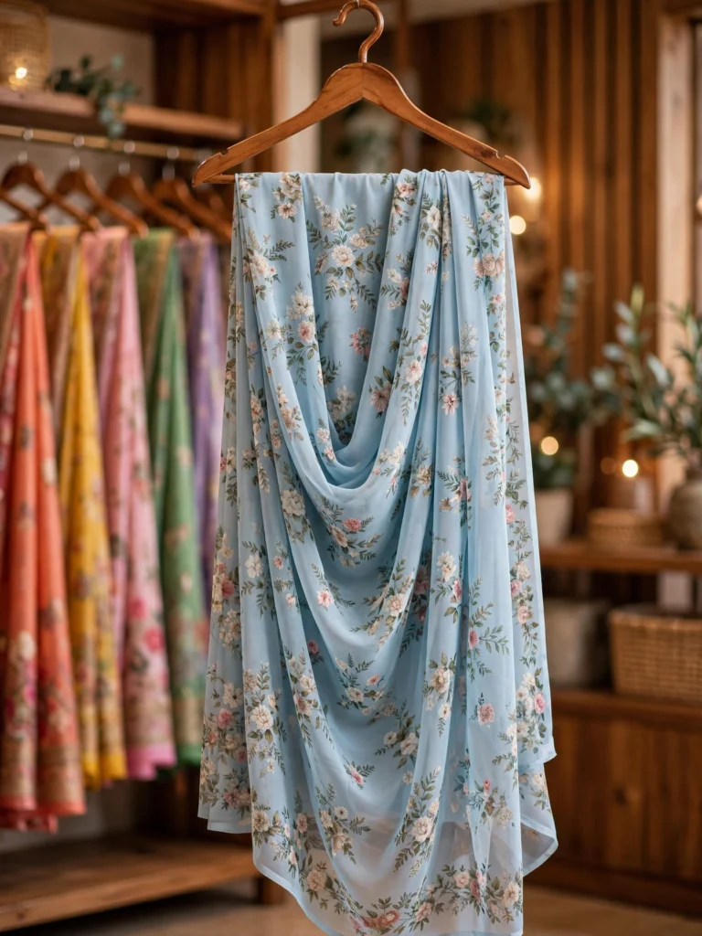 Elegant Lavender Co-ord Drape Set & Floral Serenity Saree – Available in Lavender & Floral Blue - Photo 3