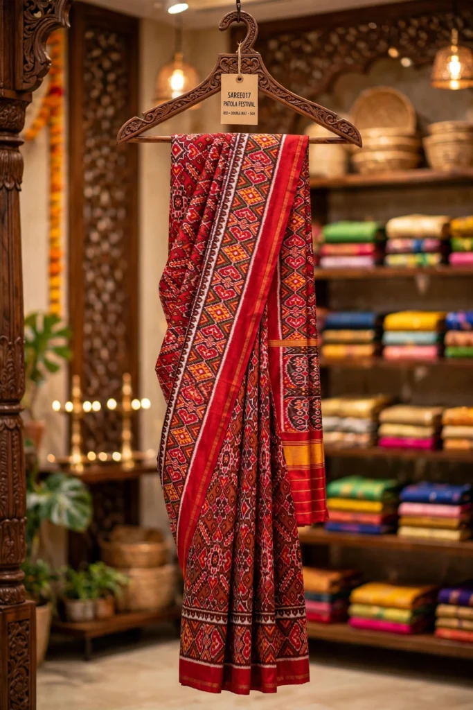 Heritage Patola & Ethereal Chiffon Saree Collection – Available in Festive Crimson & Serene Sage - Photo 3