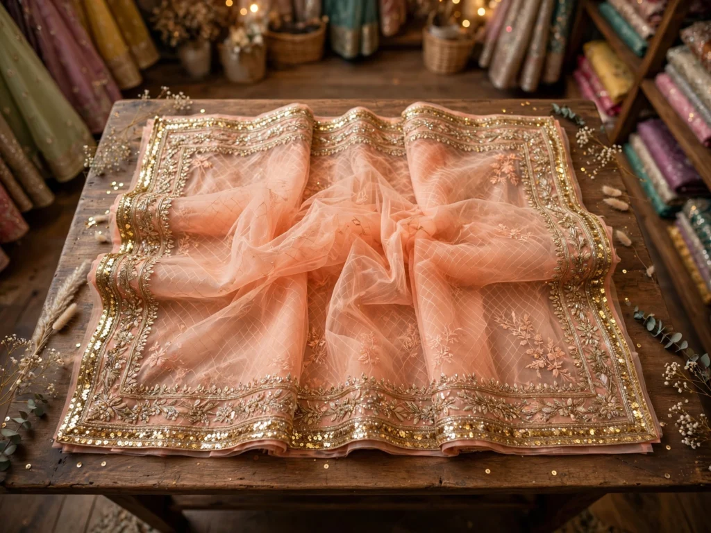 Exquisite Dual-Tone Heritage Saree Collection – Available in Festive Maroon & Ethereal Peach - Photo 3