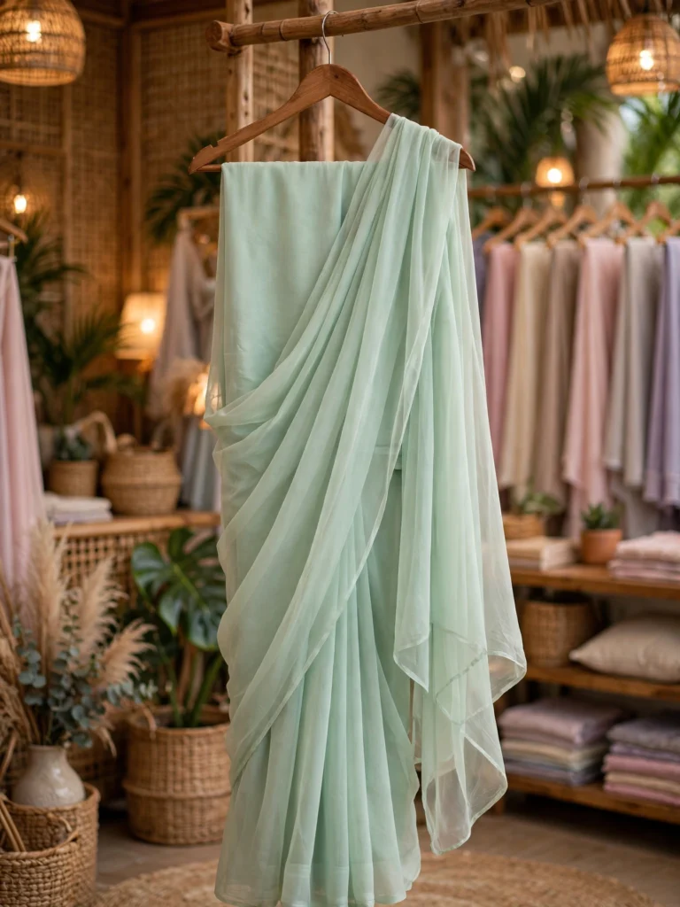Opulent Sequin & Chiffon Saree Collection – Available in Mint Green, Midnight Black & Shimmer Silver