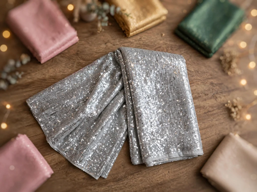 Opulent Sequin & Chiffon Saree Collection – Available in Mint Green, Midnight Black & Shimmer Silver - Photo 3
