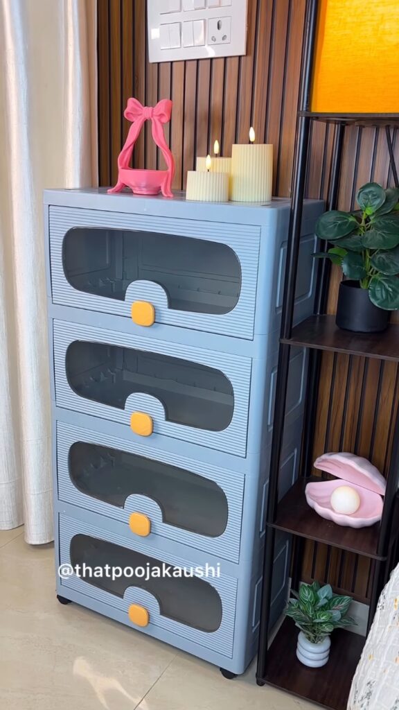 Minimalist Pastel Four-Tier Modular Storage Cabinet – Functional Modern Home Organizer - Photo 1