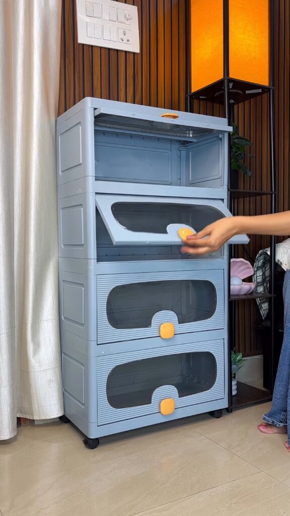 Minimalist Pastel Four-Tier Modular Storage Cabinet – Functional Modern Home Organizer - Photo 5